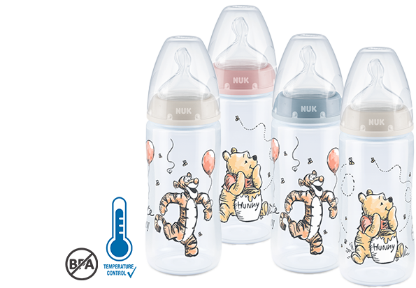 NUK Disney Winnie Puuh Babyflasche mit Temperature Control, BPA frei