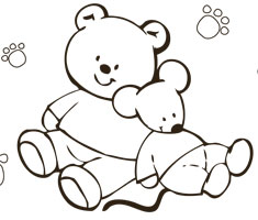 NUK colouring page with teddy and mouse