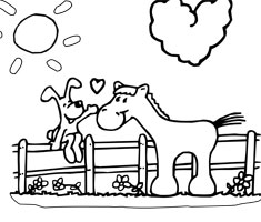 NUK colouring page horse and dog