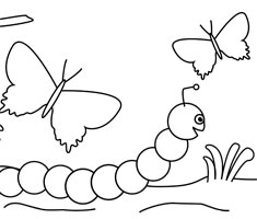 NUK colouring page with caterpillar