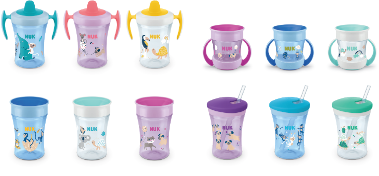 NUK Trainer Cup, NUK Mini Magic Cup, NUK Magic Cup und NUK Action Cup