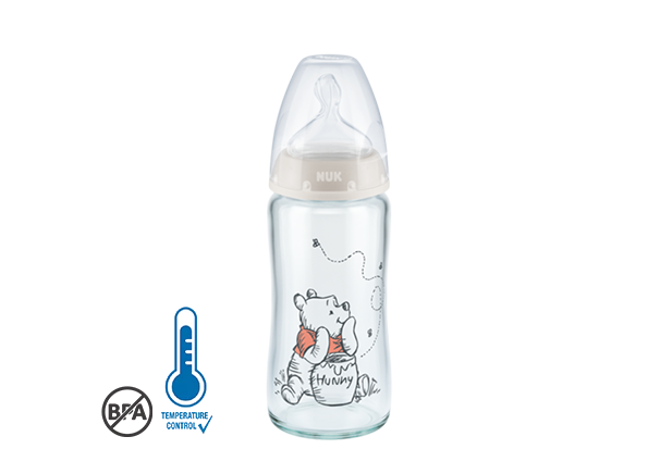 NUK Disney Winnie Puuh First Choice Plus Glas-Babyflasche 240ml mit Temperature Control