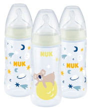 NUK First Choice Plus Night Babyflaschen 3er Set mit Leuchteffekt und Temperature Control